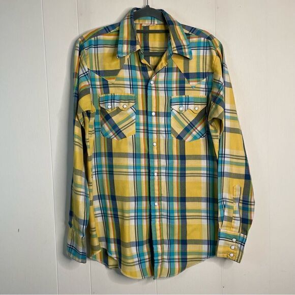 Vintage Pearl Snap Western Plaid Flannel Shirt - Picture 1 of 6